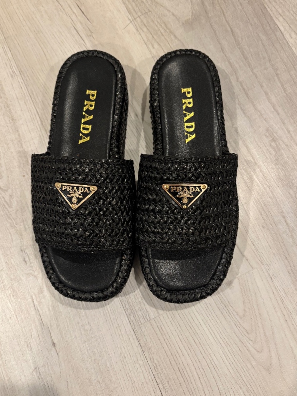 Prada crotchet flat form slides